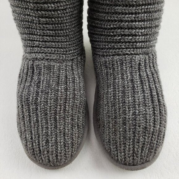 Ugg Cardy Knit Tall Boot Womens 8 Gray Pull On Button Up Sweater Winter Cozy - Picture 10 of 14